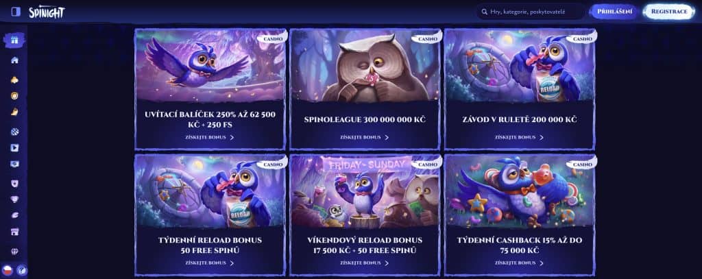 Spinight casino uvítací bonus na první vklad