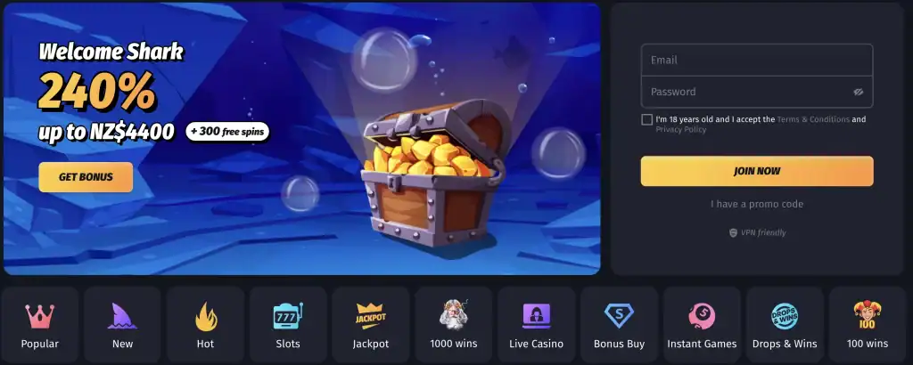 Kasino Winshark se zahraniční licencí